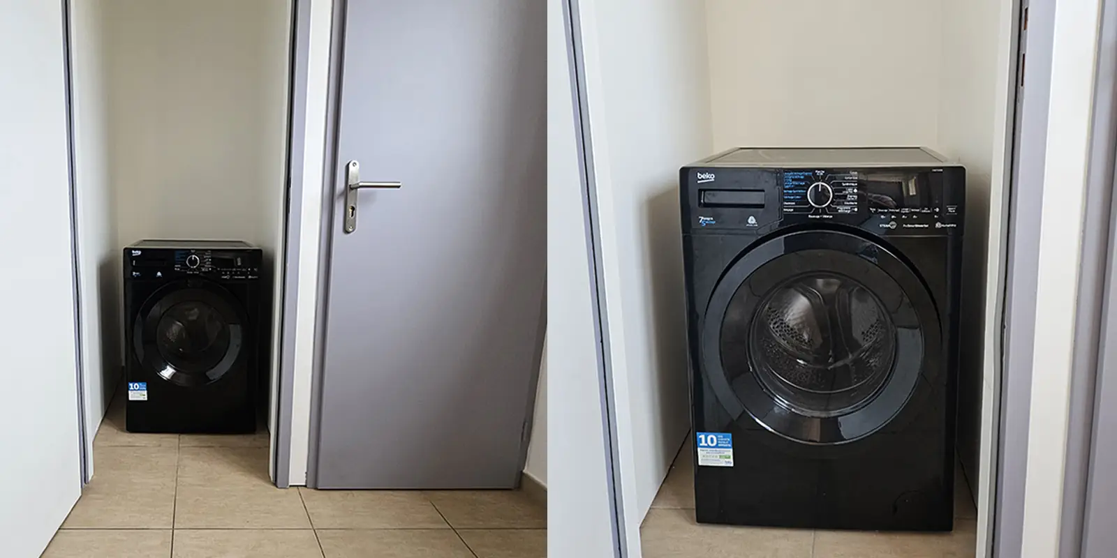 Machine lavante séchante située dans un box privatif propre aux appartements1, 2, 4 et 5