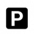 Picto fond noir avec un P écrit en blanc vous informant du nombre de place de parking disponible pour l'appartement